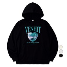 벤힛 남녀공용 테크노 하트 오버핏 특양면 후드티셔츠