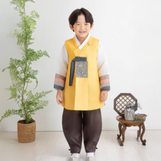 가온한복 아동용 남노랑 사색동 한복세트 AM239