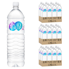 金車 PURE DRIP 雪淨 鹼性離子水, 1.5L, 36瓶