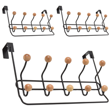 PEACHY LIFE 完美主義 韓風木紋門後勾附毛巾掛架, 黑色, 3個