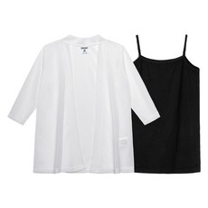 Uravi 網眼長版開襟衫 涼感細肩帶背心套組