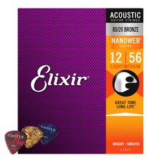 Elixir 80/20 青銅輕中等民謠吉他弦 + Castle 彈片, 11077, 單一顏色, 1套