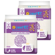 LunaMEE 柔軟夜用超長衛生棉 翼型, 43cm, 10片, 2包