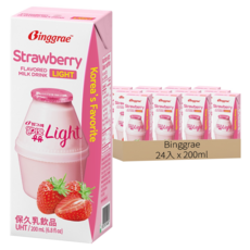 Binggrae light 草莓風味保久乳飲品, 200ml, 24入