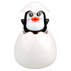 OhBabyLaugh 愛笑寶 洗澡玩具 噴水蛋 9 x 9.5~14.5cm 3歲以上, 黑色企鵝, 1個