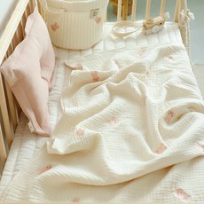 ChezBebe 兒童刺繡6層紗毯, 兔子款