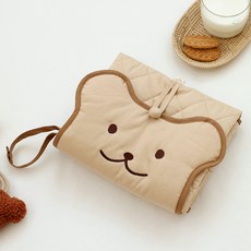 ChezBebe 微笑小熊隨行尿布墊, 米色, 1入