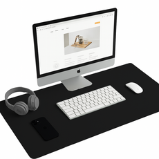 하비에 와이드 가죽스티치 마우스 데스크 매트, 블랙