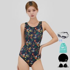 aquatica 女款室內泳衣 AQA1653 + 專業泳鏡 + 內襯胸墊 + 矽膠泳帽 + 矽膠耳塞 + 收納袋組合