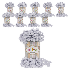 리네아 퍼피 실 핑거니팅 뜨개실, 416 그레이, 10개