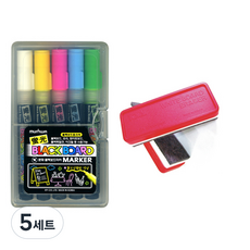 munhwA 黑板筆 + 白板筆擦, 黑板筆(白色, 粉紅色, 黃色, 綠色, 藍色), 5套