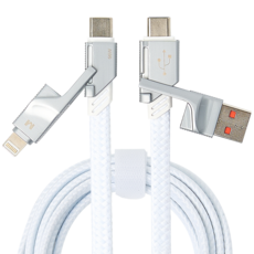 메이튼 4in1 쿼드러플 C to C 8핀 라이트닝 usb 타입 고속 충전케이블, 화이트, 1개, 1m