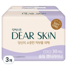 디어스킨 슬림 팬티라이너, 롱, 30개입, 3개