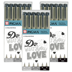 SAKURA 櫻花 PIGMA MICRON 筆格邁 櫻花Figma微米單調刻字套裝, 淺冷灰色, 冷灰色, 黑色, 3套