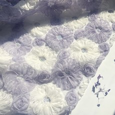 蝴蝶觸感 立體網紗非洲菊蕾絲布料, 紫色+象牙白, 1個