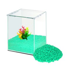 grovita 加高式魚缸+裝飾用彩色造景石 4kg, 單色（高立方）、翡翠（彩石）