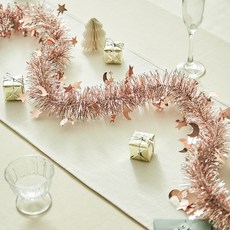 크리스마스 모루 장식 가랜드 반짝이 달모양 장식, 로즈골드, 1개