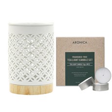 Aronica Aroma 陶瓷油爐 E + 小蠟燭 9 件套, 白色