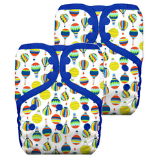 THIRSTIES 成長型口袋式布尿布 一般款, Up and Away 白色 + 藍色, 2件