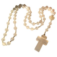 8mm 瑪瑙天主教念珠, 白色, 1個