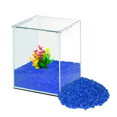 grovita 加高式魚缸+裝飾用彩色造景石 4kg, 單色（高立方）、藍色（彩石）