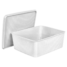 Ho覓好物 條紋收納盒 7.5L 防塵頂蓋, 37.5 x 25.5 x 11cm, JP-3208, 1個