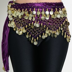 dancedome 絲絨金幣肚皮舞臀巾, 紫色