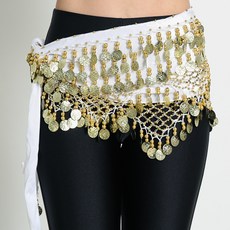 絲絨金幣成人肚皮舞臀巾, 白色