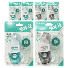 TUKOVY 透明雙面膠帶 + 補充包套組 6mm x 8m, 綠色, 黑色(膠帶), 6套