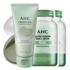 AHC 프렌치 스파 그린 머드 클렌저 100ml + 노니 뉴트리 데일리 마스크 2p, 1세트