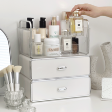 DEMIMOOD Beauty Stack 化妝品收納盒 香水展示架 3層, 1個, 白色