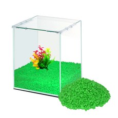 grovita 加高式魚缸+裝飾用彩色造景石 4kg, 單色（高立方）、綠色（彩石）