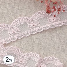 잠자는 숲속공주 오간자 자수 레이스, 핑크, 2개
