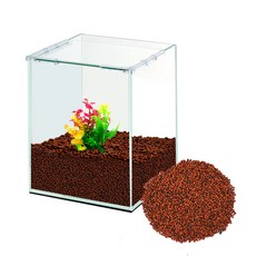 grovita 加高式魚缸+魚缸專用生物砂 咖啡色 4kg, 紅色（生物沙）