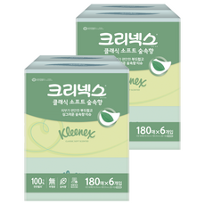 크리넥스 클래식 소프트 숲속향 천연펄프 미용티슈 2겹, 180매, 12개