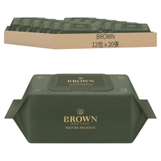 BROWN 優質嬰兒用濕紙巾 深色款, 75g, 20張, 12包