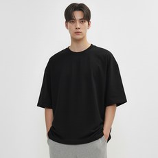 리퀄 남녀공용 루즈핏 트임 레이어드 반팔 티셔츠 RRPTHSE28001