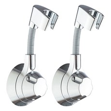 WIDE VIEW 萬向調節免打孔蓮蓬頭支架2件組 銀色 - 輕鬆安裝 浴室質感升級, 1組