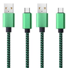 PowerShot Type-C to Type-A 感性滿滿彩色手機平板充電線, 3m, 綠色, 2個