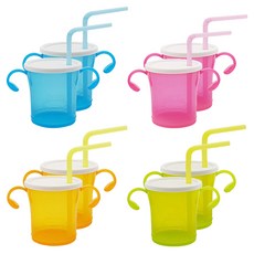 아가프라 빨대컵, 180ml, 8개, 블루 + 핑크 + 오렌지 + 그린