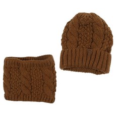 Kifofo 溫暖寒冬滑雪板滑雪防寒帽+圍巾組, 焦糖色, 1套