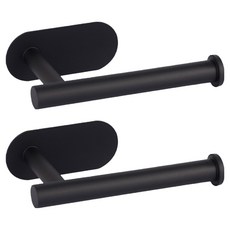 Onmoa 不鏽鋼免鑽孔多功能壁掛式衛生紙架, 黑色, 2個