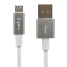i-gota 愛購它 Lightning 強韌抗拉15W認證線 USB A to Lightning 鋁合金材質接頭, 1.2m, 白色, 1條