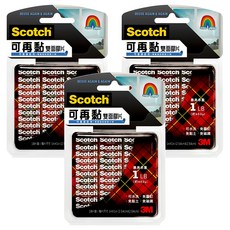 3M Scotch R100S 可再黏雙面膠片, 18片 1x1吋(2.54x2.54cm), 3組
