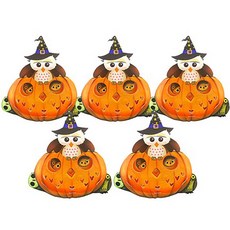 萬聖節LED貓頭鷹南瓜燈DIY組, 5組, 黑色+橙色