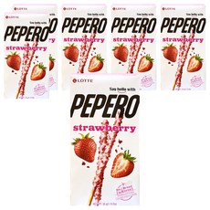 LOTTE 樂天 PEPERO草莓脆粒餅乾棒 酥脆口感 濃郁草莓風味 韓國原裝進口, 32g, 6盒