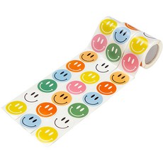 All That Party 多款微笑圓形捲標貼紙 3入組, 1套, 混色