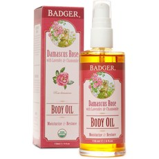 BADGER 大馬士革玫瑰身體潤膚油 薰衣草洋甘菊香, 118ml, 1入