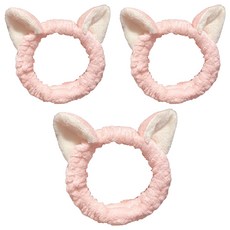 아이코어스 고양이 귀 야옹이 세안밴드, 핑크, 3개