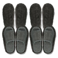 Mins Living 蓬鬆清潔拖鞋 本體 2個 + 拖布 2個, 炭灰色, 1個